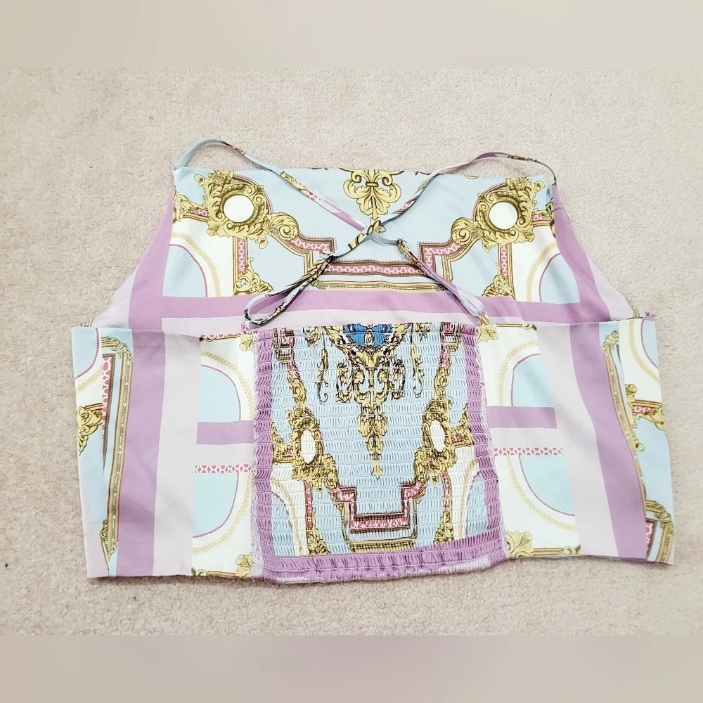 Rachel Zoe Women's Baroque Scarf Print Cowl Neck Camisole Tank Top – Size Large - Picture 3 of 9
